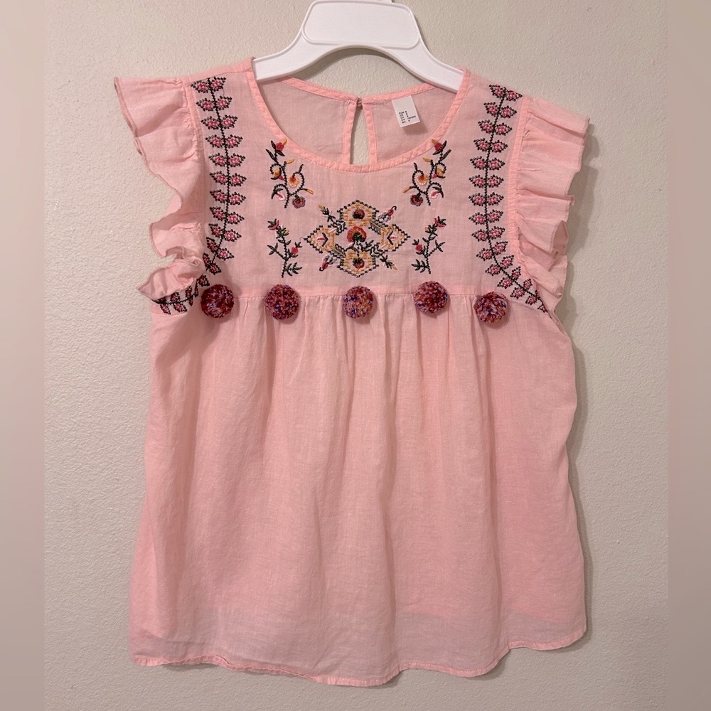 Women's Sleeveless Floral Embroidery Ruffle babydoll top